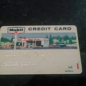 Vintage Mobil Oil Company Credit Card with cool gas station graphics