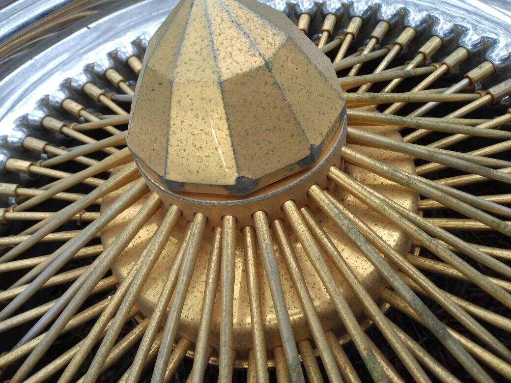 Vintage Dayton 17 X 8 Gold Plated Wire Wheel With Dayton 6960