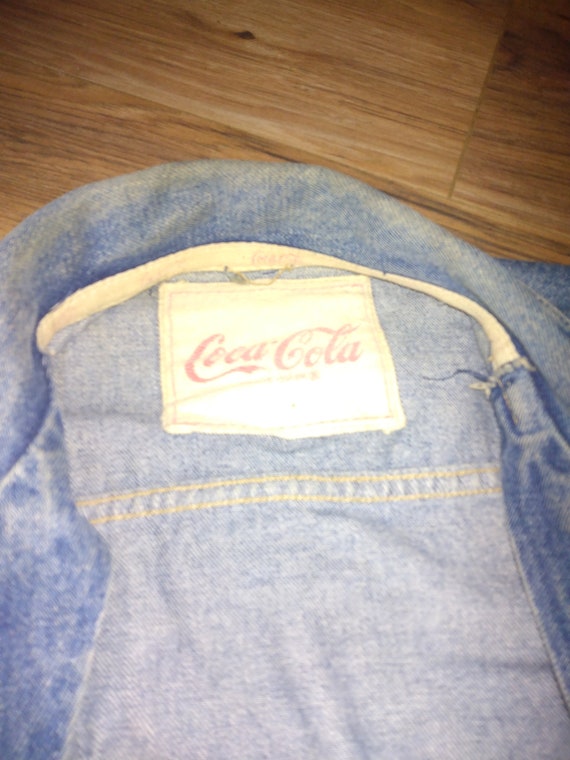 vintage Coke Coca Cola denim jean jacket with rai… - image 3