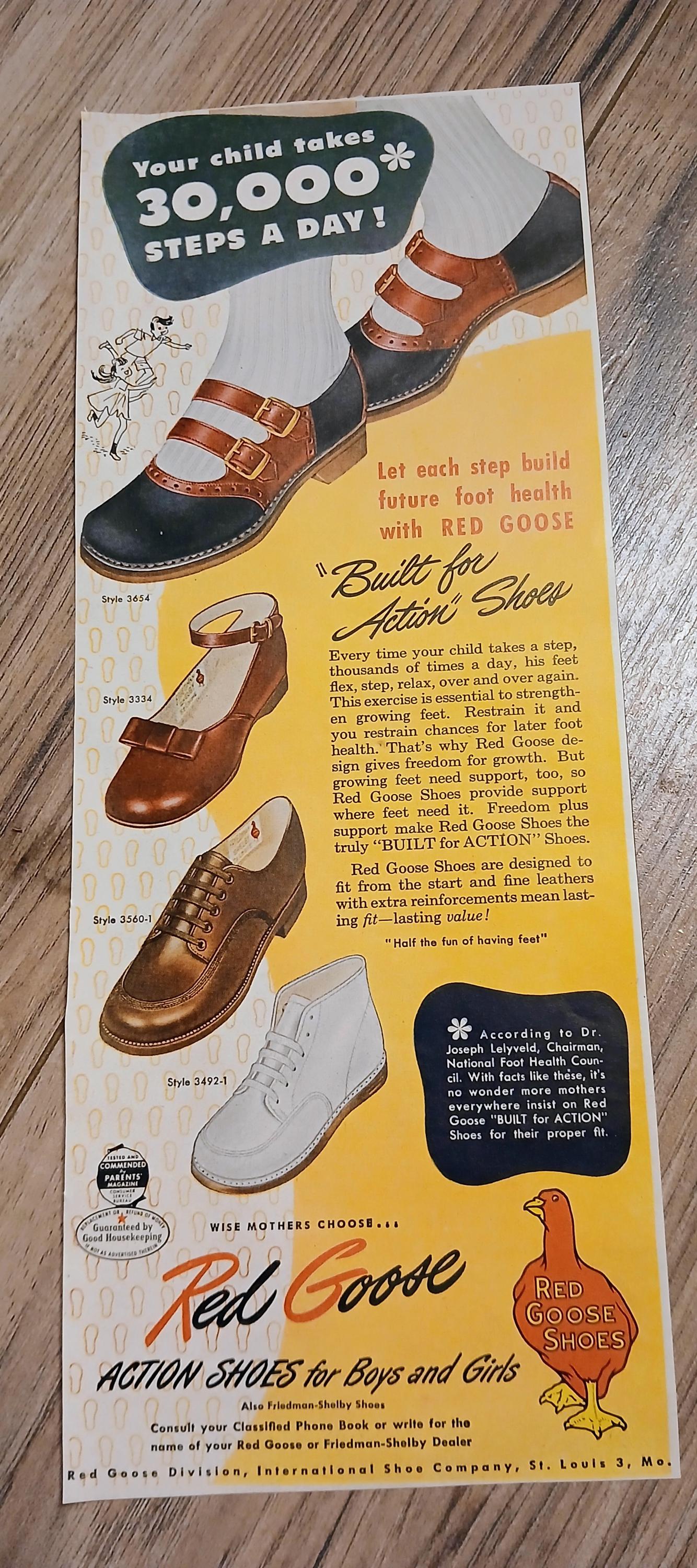 Red Goose Shoes Vintage Print Ad 12 X 5 In - Etsy