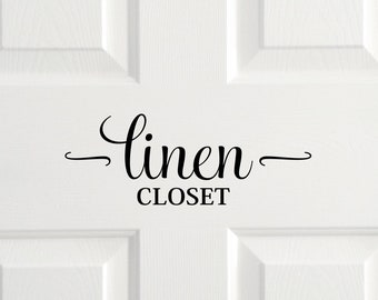 Linen closet door decal, laundry storage vinyl decal, home decor sticker quote, linen closet wall decal, household vinyl graphic letters