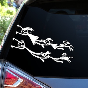 stick figure family decal, funny stick family car sticker, unique mom dad boy girl dog cat stick figure graphic humor, race family decal