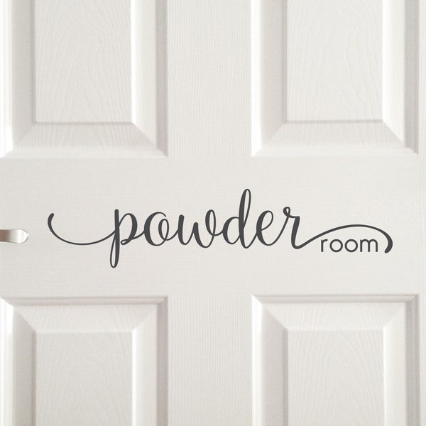 Powder room decal, washroom vinyl decal sign, bathroom sticker label, stylish washroom wall decal phrase, lavatory decor vinyl letters