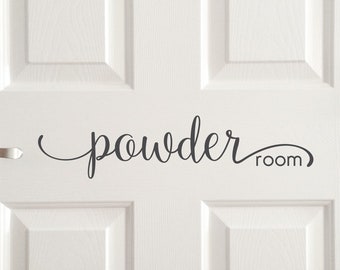 Powder room decal, washroom vinyl decal sign, bathroom sticker label, stylish washroom wall decal phrase, lavatory decor vinyl letters