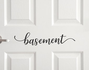 Basement decal, basement door sticker decor, cellar vinyl decal sign, stylish basement wall decal phrase, country home decor vinyl letters