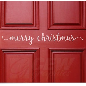 Merry Christmas decal door greeeting, Christmas door sticker, Christmas vinyl wall decal decor, Xmas holiday home decoration, tis the season