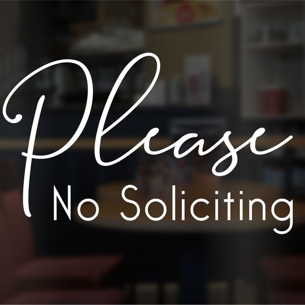 Please no soliciting vinyl decal - No solicitors front door sticker - Business vinyl sign no solicitation - No salesmen welcome house label