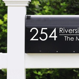 Address and name decal, custom street address sticker for door, personalized mailbox letters, business name storefront address # vinyl sign