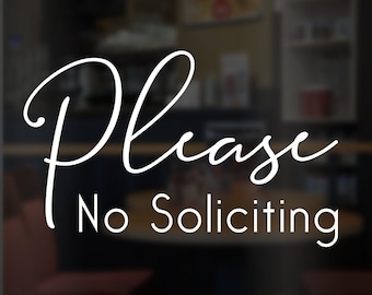 Please no soliciting vinyl decal - No solicitors front door sticker - Business vinyl sign no solicitation - No salesmen welcome house label