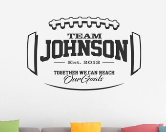 Football wall decal, personalized football decal, football family sticker, inspirational quote for player, game room decor, sport theme room