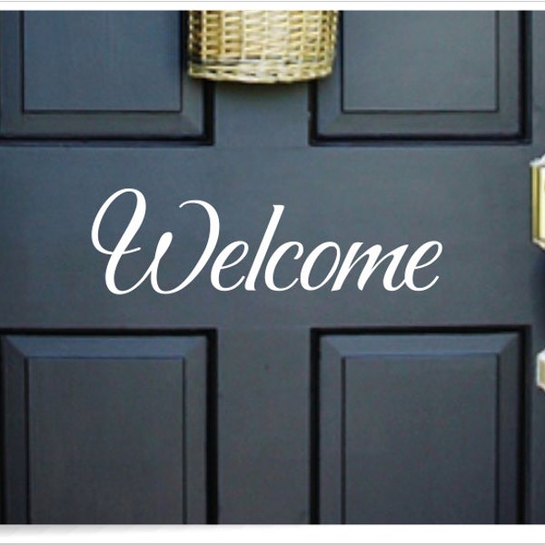 Welcome front door decal, house door greeting, unique door vinyl letters for home, cute welcome sticker saying, outside porch phrase sticker