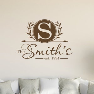 Family name decal, personalized family wall decal, living room decor, family sticker monogram, new homeowner decor, first housewarming gift