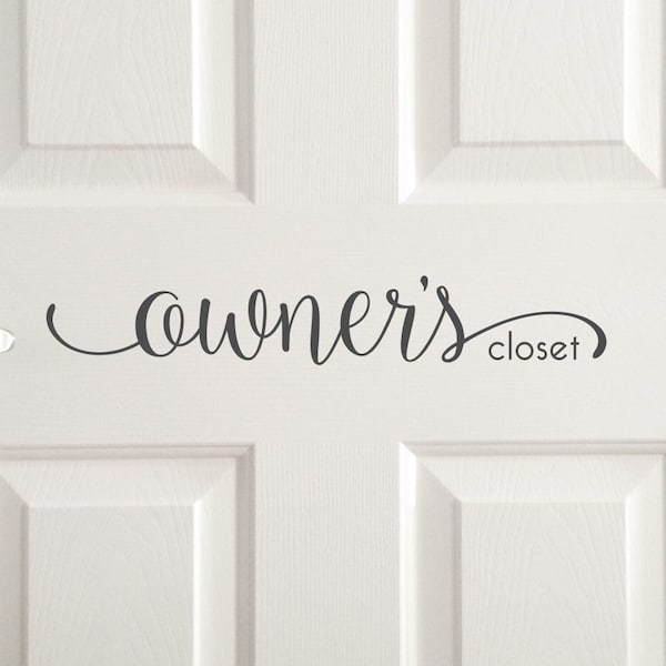 Owner's closet decal, rental property door sign, vacation home closet label, guest house private closet door decal, spare room vinyl letters