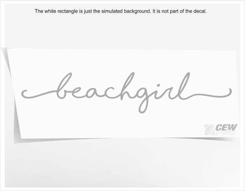 May include: A grey cursive font design with the word "beachgirl" written in a flowing script.