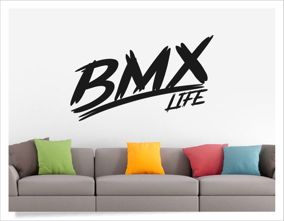 BMX wall decal, unique bike wall decor, rad bicycle sticker, bmx racing graphic, bicycle motocross vinyl decals for home, old school cult