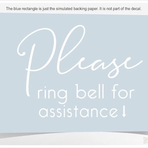 Please Ring Bell for Assistance Decal With Arrow, Ring Service Bell