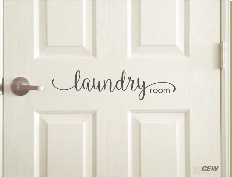 Laundry room decal, washer dryer room door vinyl sign, home decor sticker quote, stylish laundry wall decal, mud room vinyl graphic letters image 1