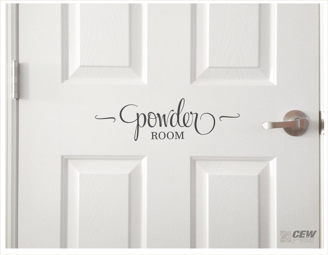 Powder Room Decal Washroom Vinyl Decal Bathroom Door Sticker Etsy