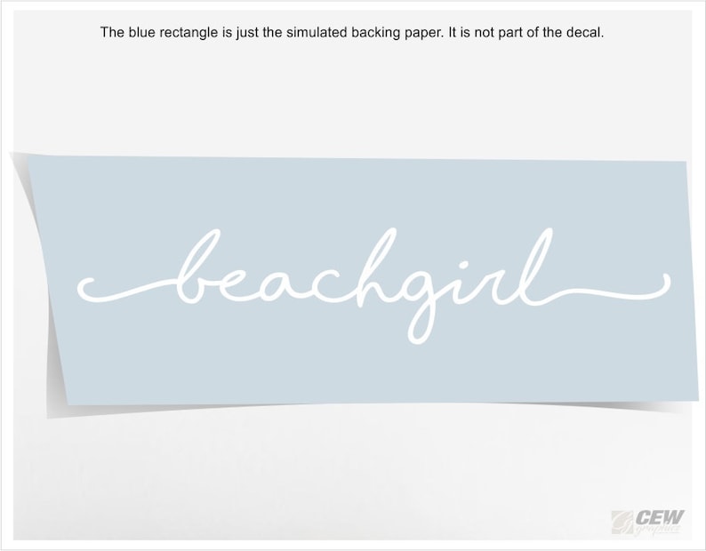 May include: White cursive text on a light blue background that reads "beachgirl".