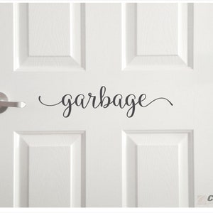 garbage decal, trash door sticker, waste bin sticker, garbage area signs, decals for business, trash can vinyl decal, garbage can label