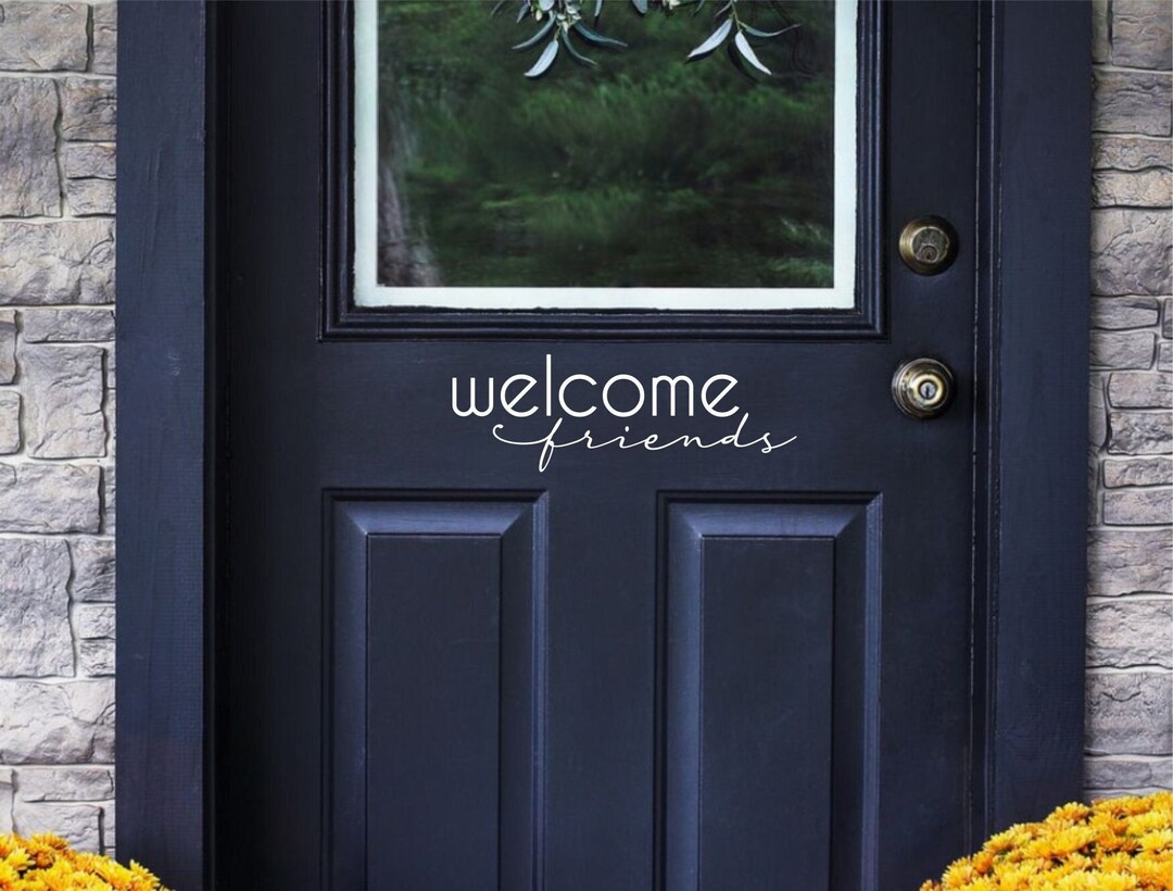 Welcome Friends Decal, Modern Welcome Sticker Greeting Letters, Welcome