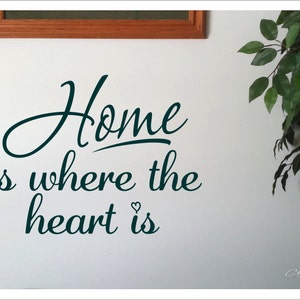 Home is where the heart is wall decal, Country theme decor for the house, Cute living room, kitchen quote, rustic wall art vinyl letters,