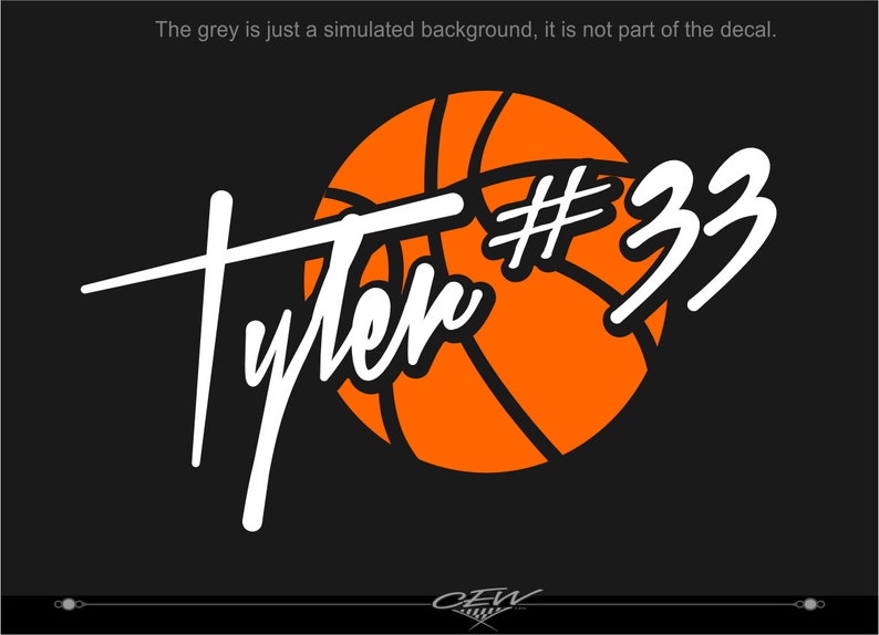 basketball decal, sports decal, car vinyls, window vinyl decal/sticker/graphic basketball decal with childs name and number computer cut image 2