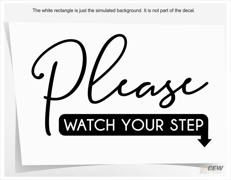 Please watch your step decal with arrow, business door vinyl sign for office, air bnb room sticker, retail caution step door label placard image 4