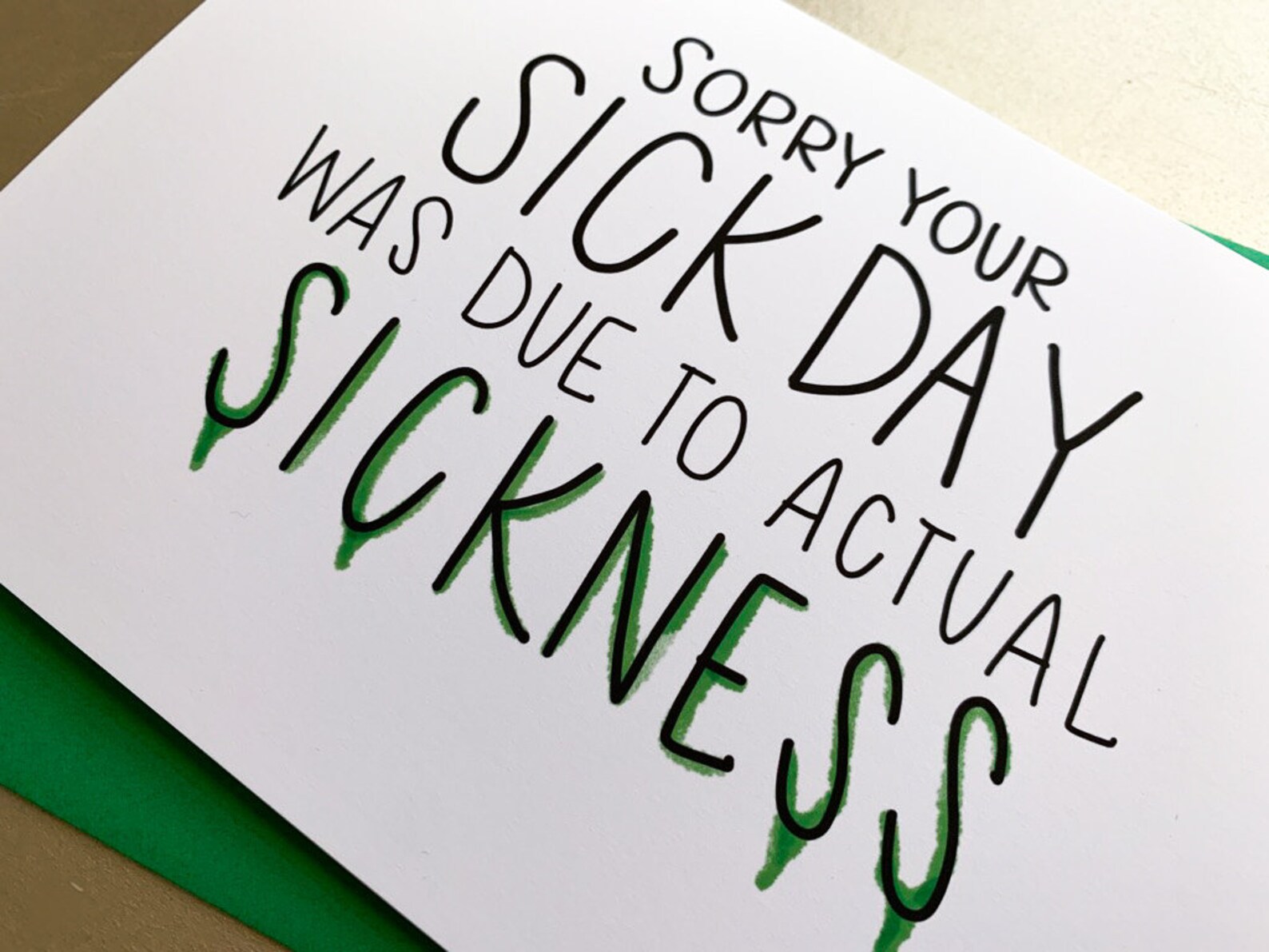 Funny Handmade Sick Day Card Get Well Soon by Stonedonut Etsy