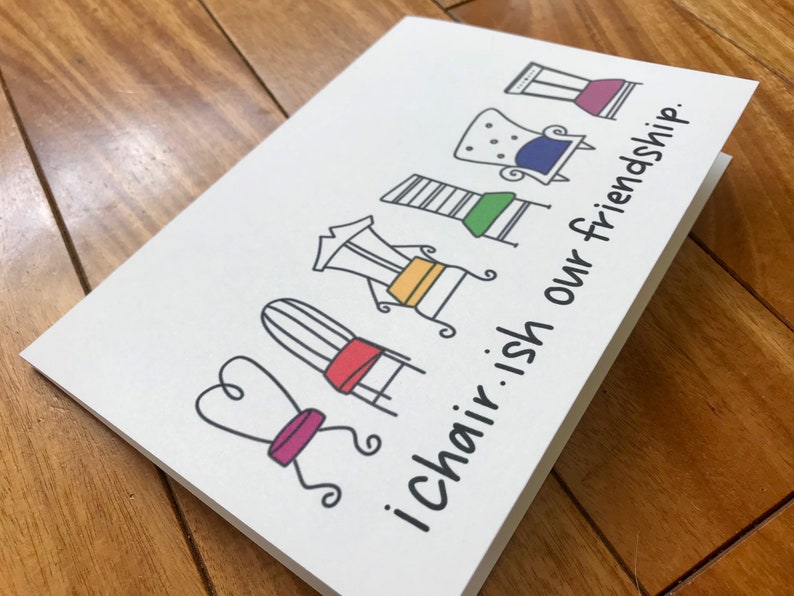 I chairish our friendship by stonedonut FREE SHIPPING friend card i love you card cherish card handmade card hand lettering