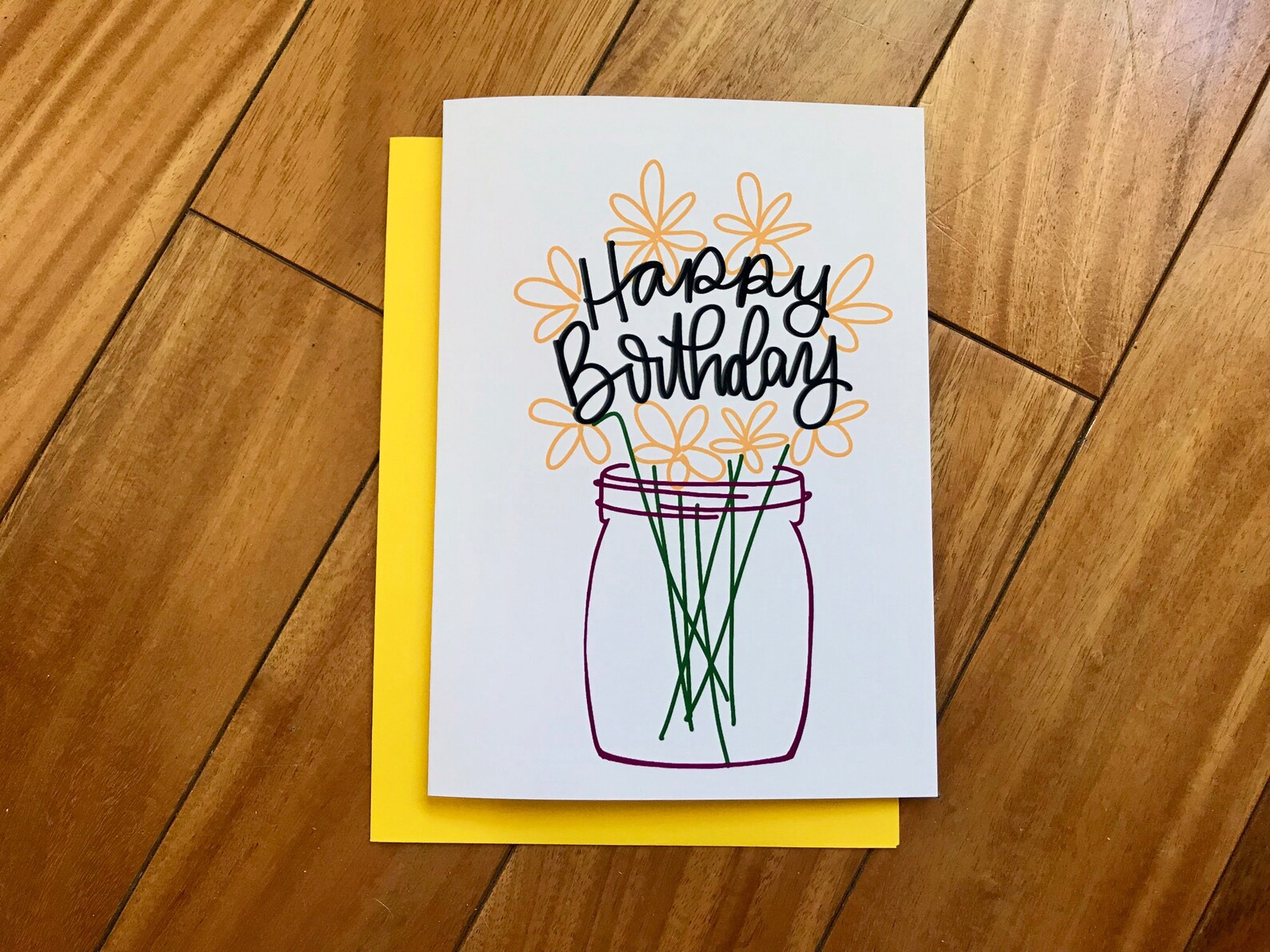 Happy Birthday Mason Jar Flowers by Stonedonut Design Etsy