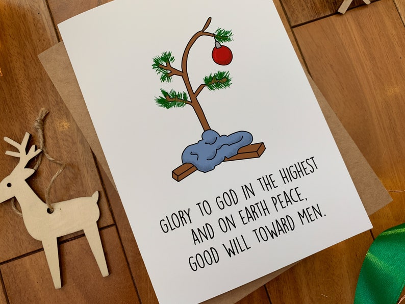 Cute Handmade Holiday Charlie Brown Christmas Tree Card by Etsy