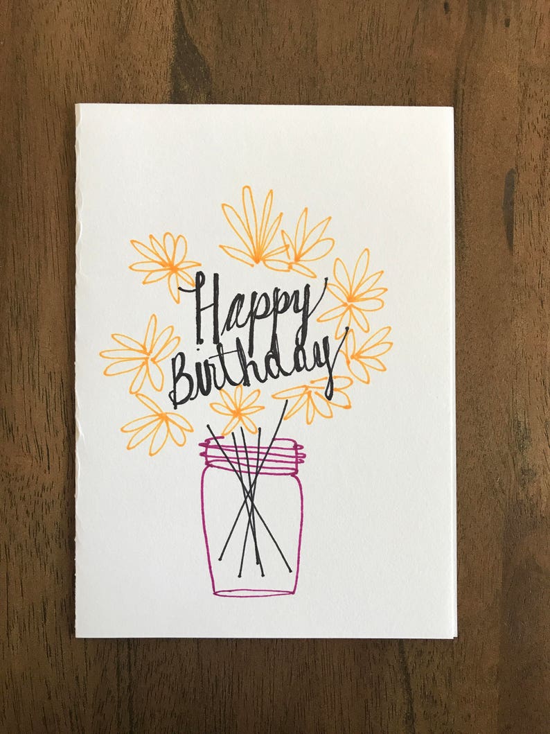 Happy Birthday Mason Jar Flowers by Stonedonut Design Etsy