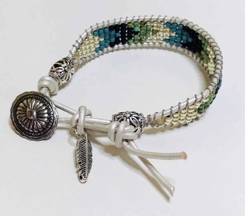 Back to school Seed Bead and Leather Bracelet Native image 0