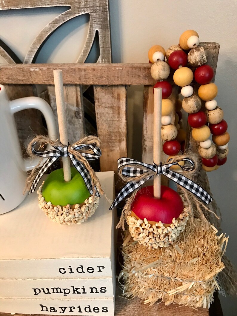 Ready to Ship MINI Set of 2 Faux Caramel Apples With Faux Etsy