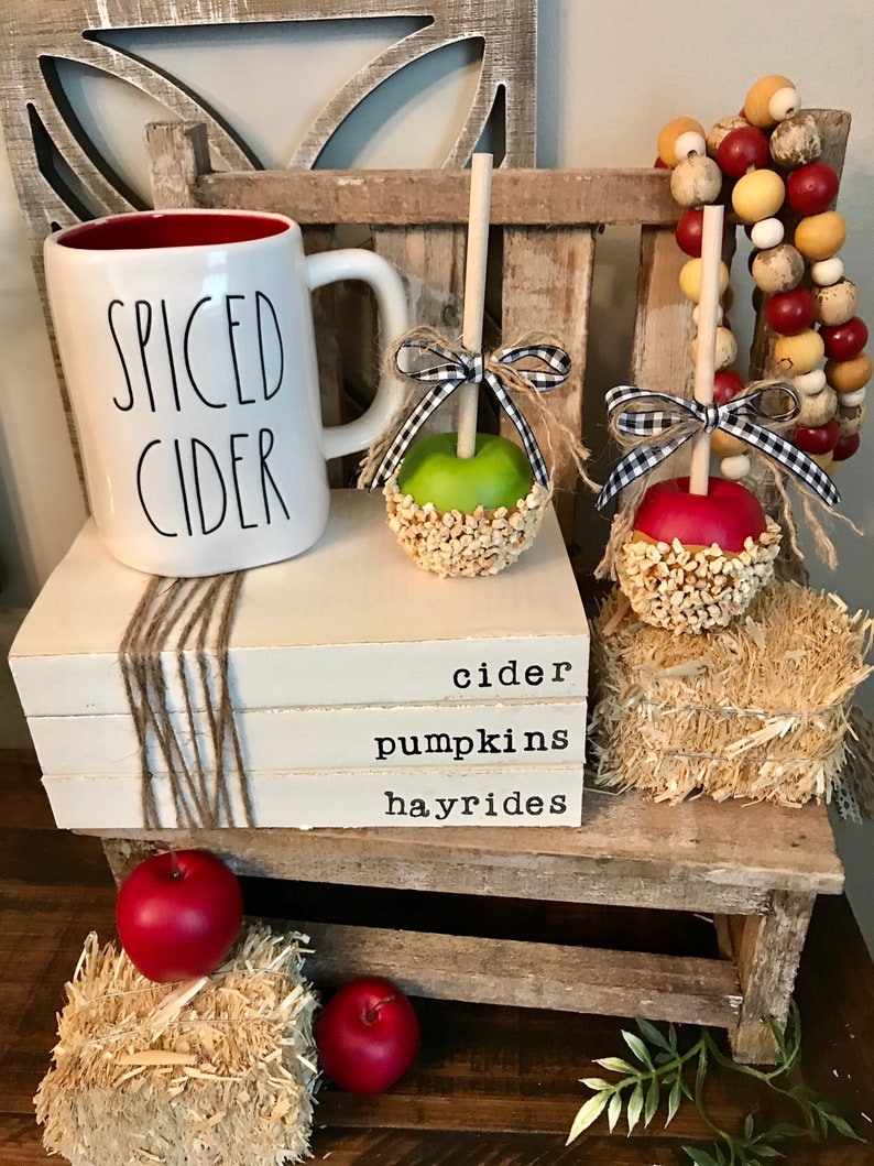 Ready to Ship MINI Set of 2 Faux Caramel Apples With Faux Etsy