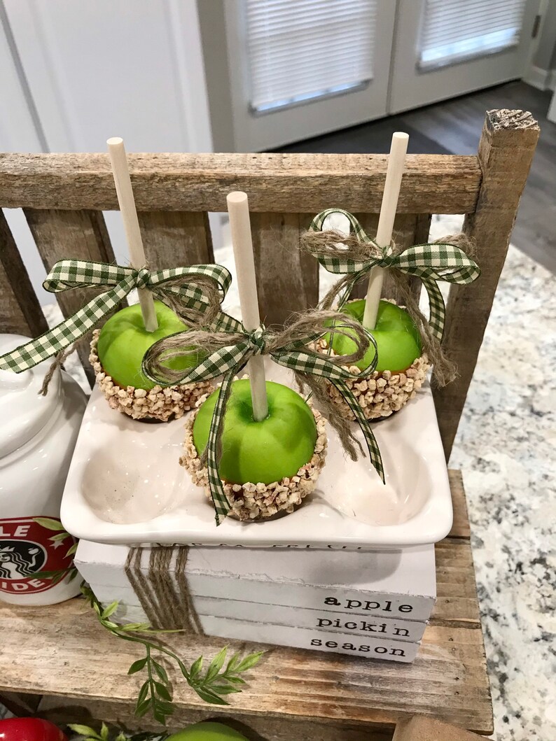 Ready to Ship MINI Set of 3 Green Faux Caramel Apples With Etsy