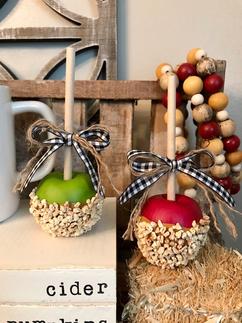 Ready to Ship MINI Set of 2 Faux Caramel Apples With Faux Etsy