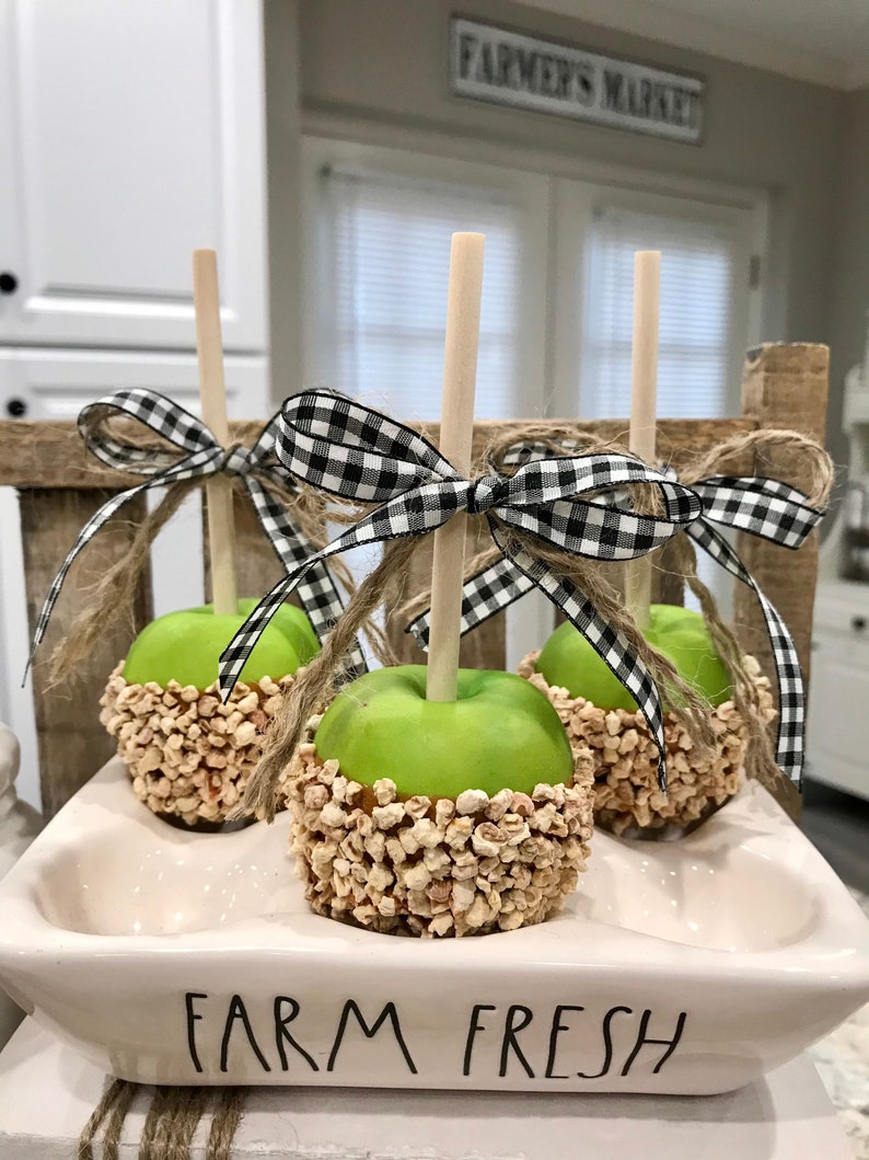 Ready to Ship MINI Set of 3 Green Faux Caramel Apples With Etsy