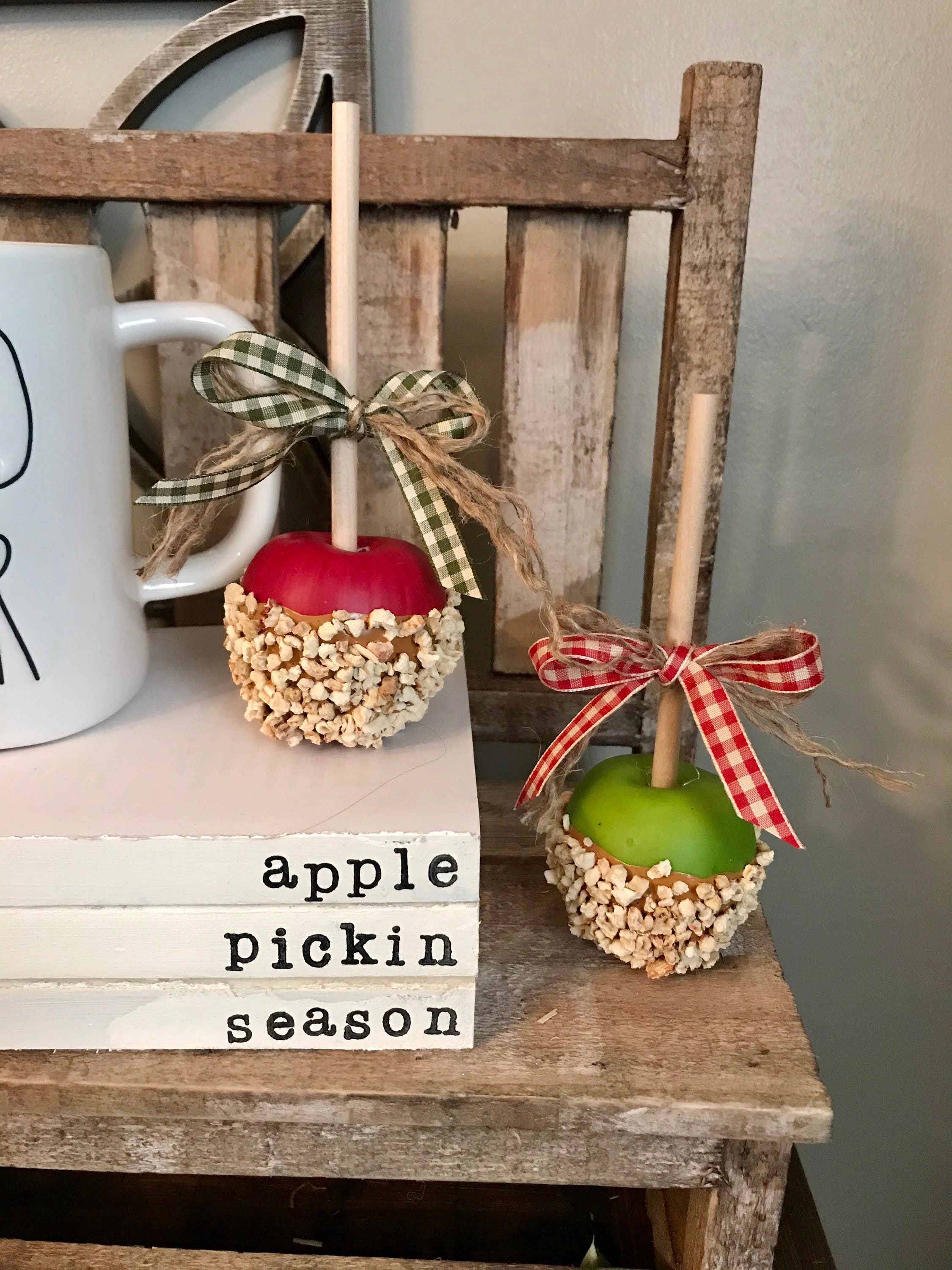 Ready to ship MINI set of 2 Faux caramel apples with faux Etsy 日本