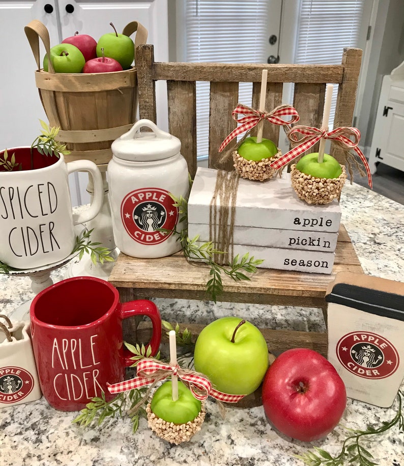 Ready to Ship MINI Set of 3 Green Faux Caramel Apples With Etsy