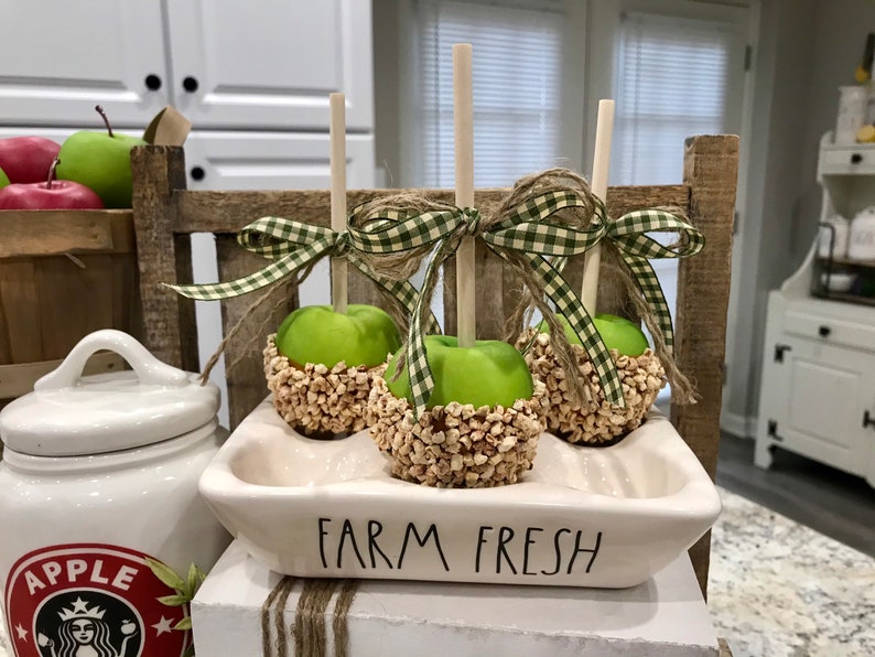 Ready to Ship MINI Set of 3 Green Faux Caramel Apples With Etsy