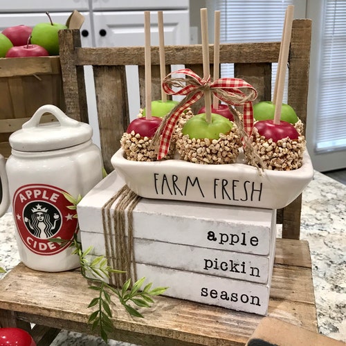 Ready to Ship Set of 3 MINI Red Caramel Apples With Faux Etsy