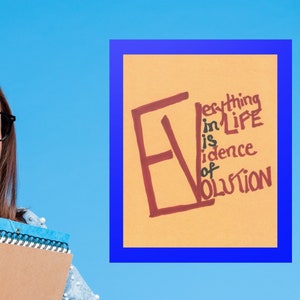 Todo en la vida es evidencia de la evolución, póster en papel, poema impreso, regalo para 4 maestros, científicos, amantes de la naturaleza, biólogos, vida en la Tierra.