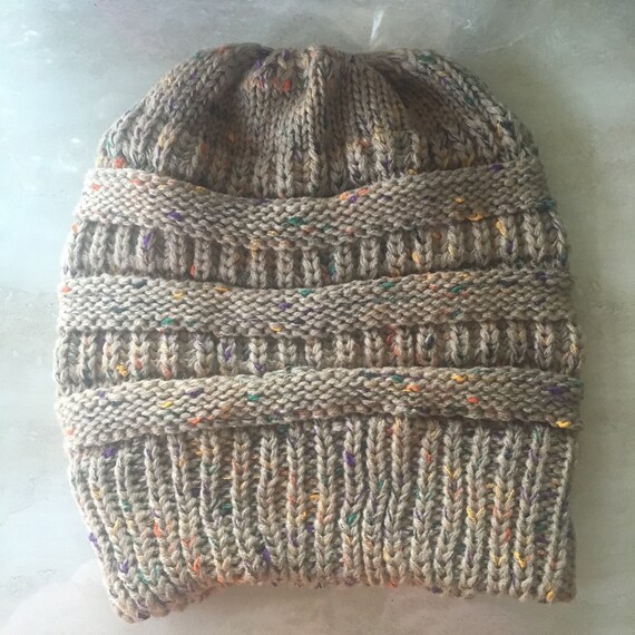 Ponytail Beanie Adult Messy Bun Hat 