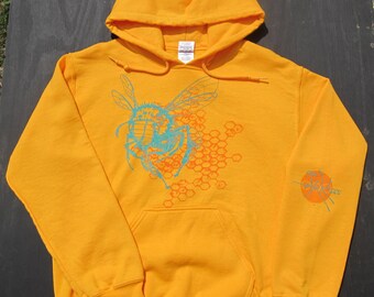 Unisex Honeybee Hoodie in Charcoal or Gold