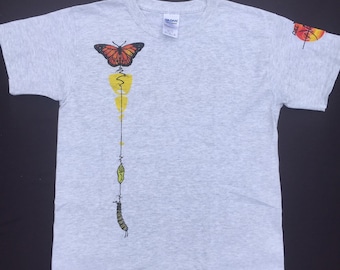 Youth Monarch Butterfly T-shirt in Gray or White