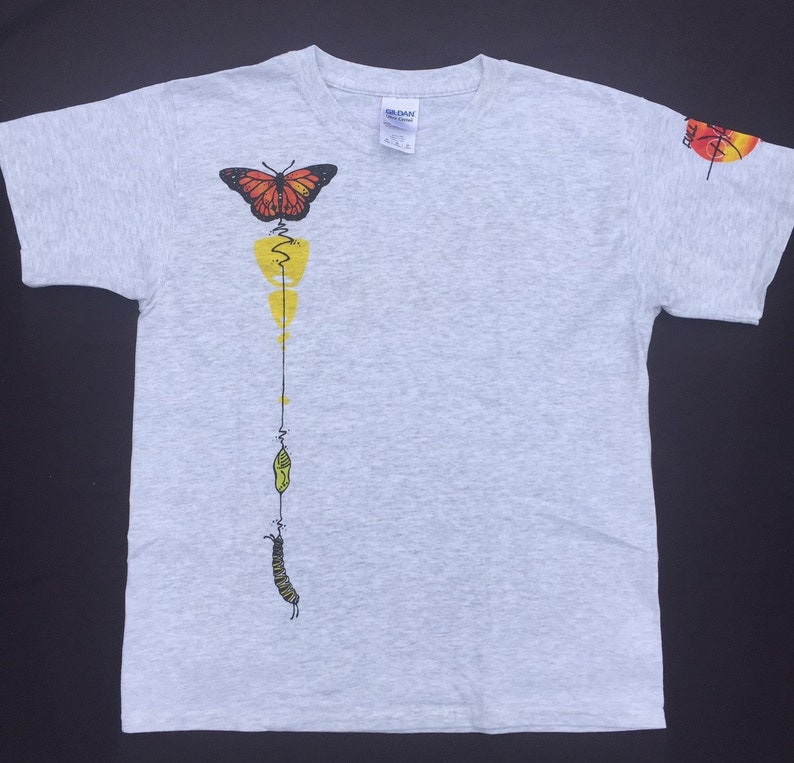 Youth Monarch Butterfly T-shirt in Gray or White imagem 1