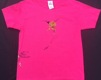 Youth Bright Pink or Purple Hummingbird T-shirt