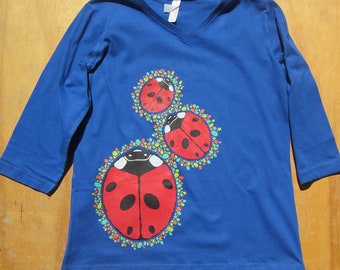 Lady Bugs, 3/4 Length Sleeve V-Neck